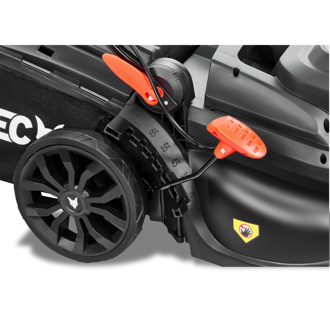 Cortacésped Eléctrico FUXTEC FX-RME43 – Ancho de Corte de 44 cm, Recogedor de 45 L, Altura Ajustable de 25-75 mm, Cortacésped Silencioso, Potente y Eficiente
