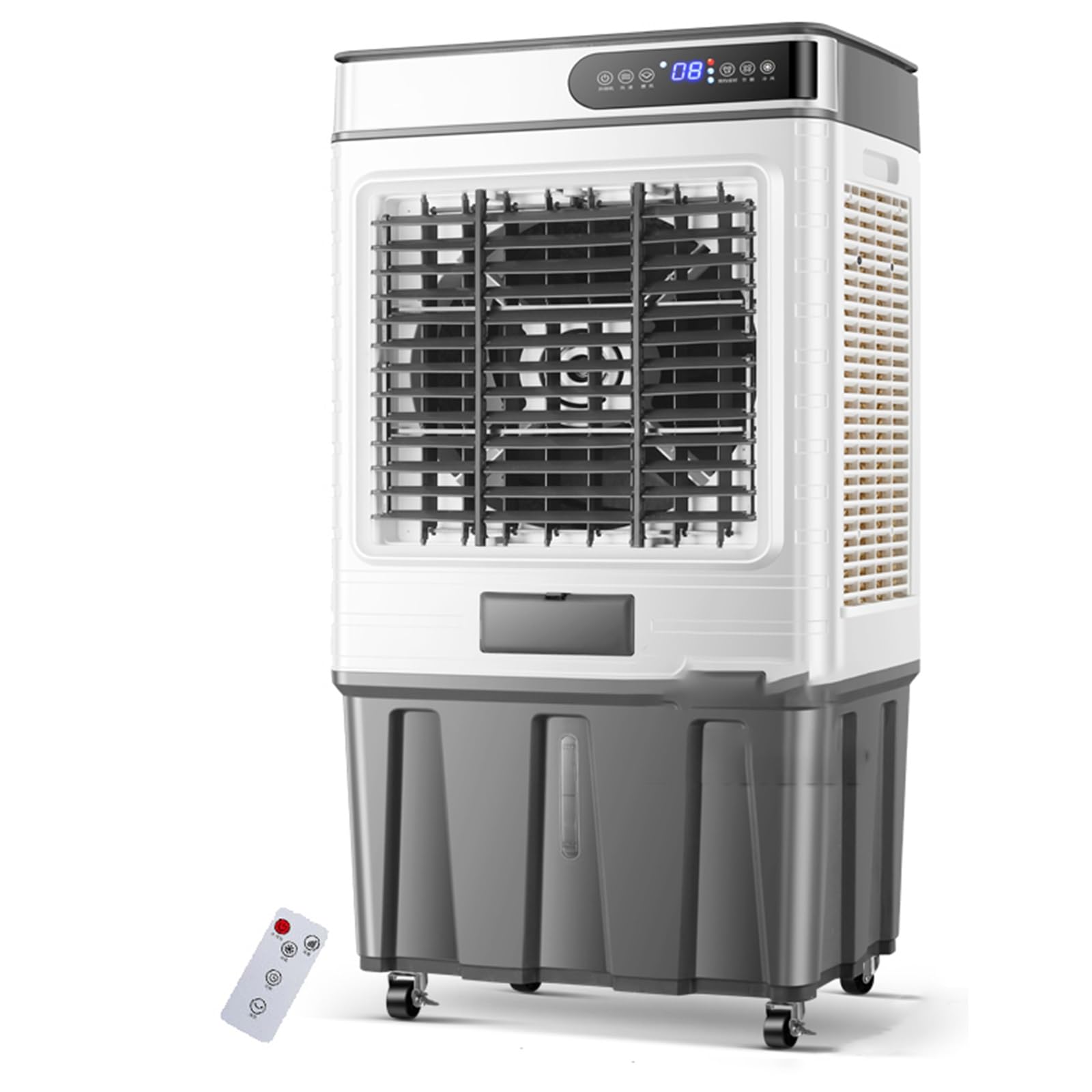 asdchZen Swamp Cooler, 3900Cfm Evaporative Air Cooler With 19.8 Gal Water Tank, 4 Ice Box, Remote, 12H Timer, 120°Oscillation, Portable Outdoor Cooling Fan For Patio Garage Commercial