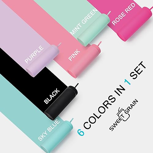 Miniatura 7 de sweet grain Vasos delgados multicolor con tapas y popotes (paquete de 6)  Vasos acrílicos delgados color pastel mate de 16 onzas, vasos delgados de