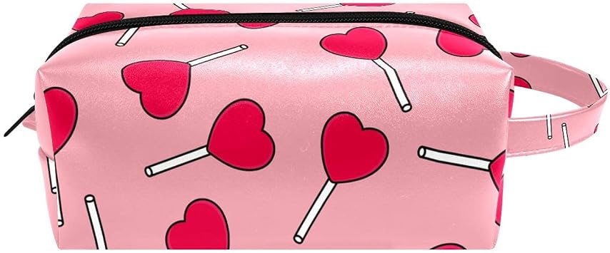 Amazon.com: Neceser de aseo y joyería para mujer (largo x ancho x alto) 8.3  x 3.1 x 3.5 in, bolsas de maquillaje de corazón de caramelo, bolsa de viaje  de microfibra de