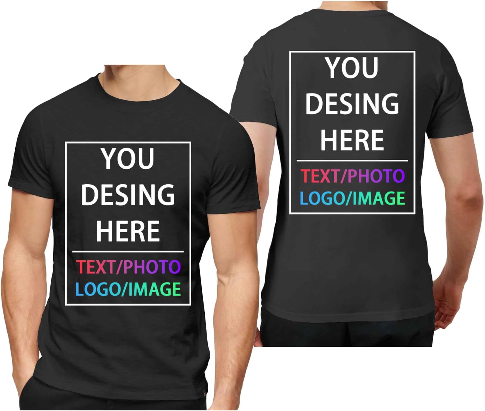 HHLongXCustom T Shirts for Men Women, Design Your Own Shirt, Personalized Add Text Image Logo to Front and Back