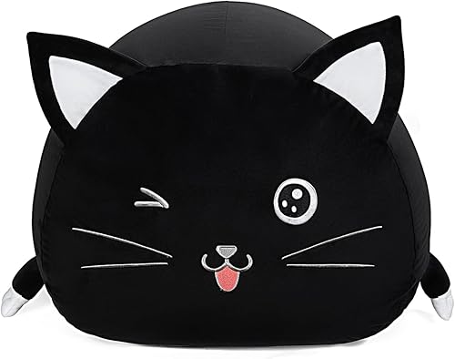 Organizadores de juguetes de gato negros y lindos, puf de almacenamiento de animales de peluche para niños y niñas, muebles de sala de juegos y