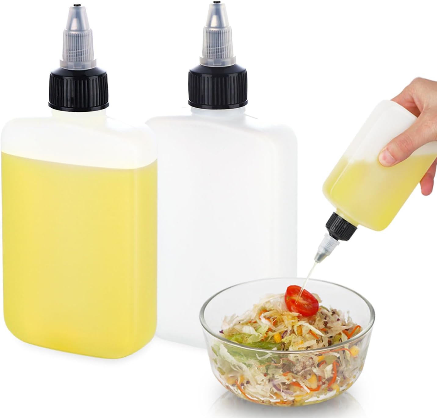 2 Pack Mini Squeeze Bottles for Liquids for Camping Kitchen, Camping Cooking, 4oz Mini Oil Bottles, Small Liquid Containers Leak Proof, Travel Oil Bottle