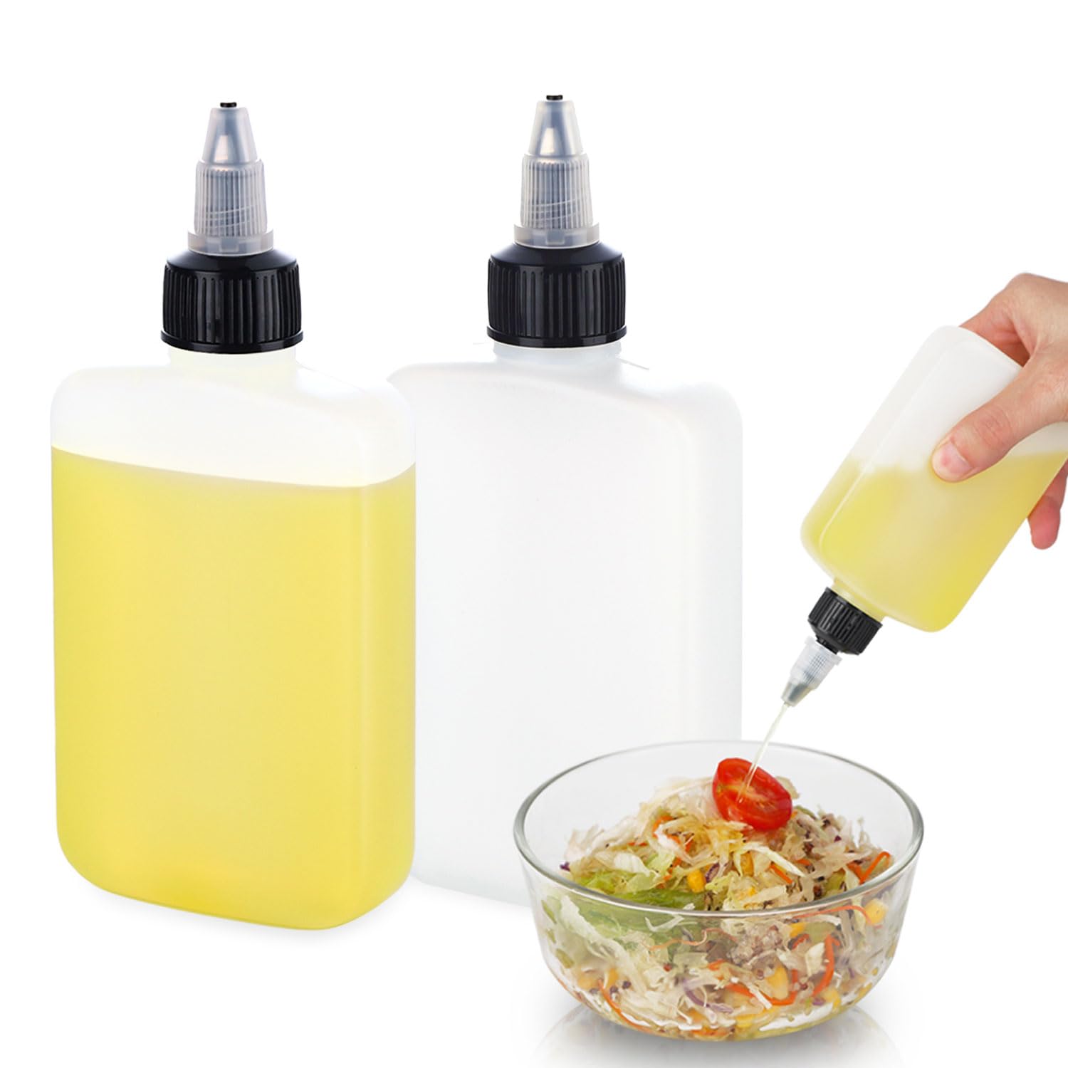 2 Pack Mini Squeeze Bottles for Liquids for Camping Kitchen, Camping Cooking, 4oz Mini Oil Bottles, Small Liquid Containers Leak Proof, Travel Oil Bottle