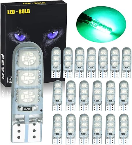 Miniatura 21 de 20 bombillas LED 168 194 T10 súper brillantes 6 x 5050SMD chips COB LED lámpara para luces de cuña de puerta de marcador lateral, blanco, 6000 K Azul