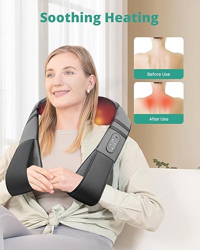 Miniatura 4 de Medcursor Masajeador de cuello con calor para aliviar el dolor de tejido profundo, recargable, masajeador shiatsu de cuello y hombros, regalo ideal