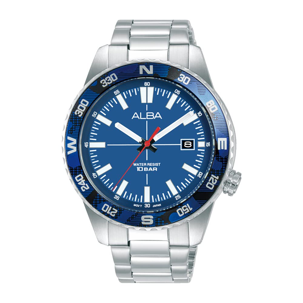 Alba Stainless Steel Men Analog Wristwatch As9Q19X1, Blue Dial, Silver Band (B0C4PSSLKX) Amazon Price History, Amazon Price Tracker