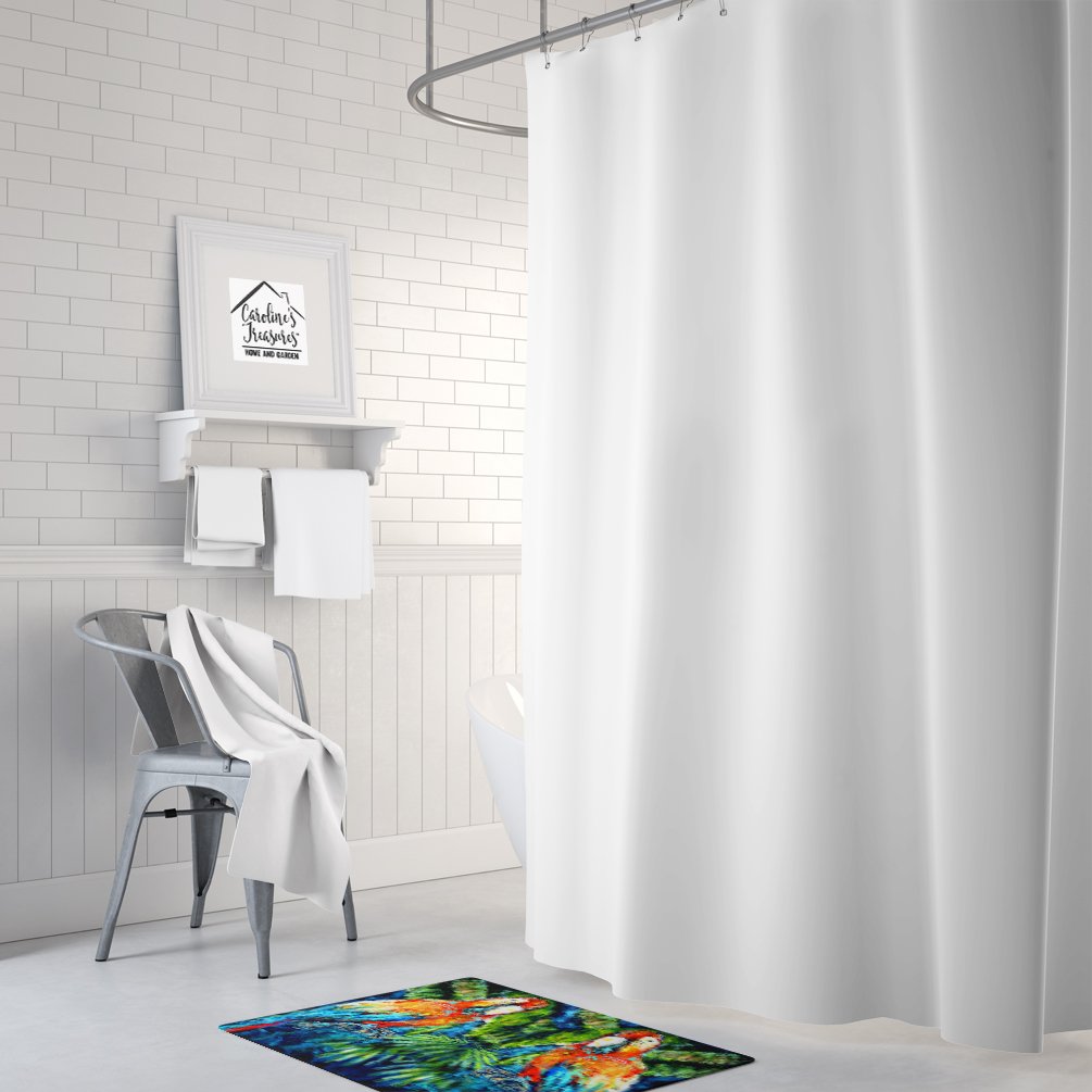 Caroline's Treasures MW1216RUG Parrots Yo Yo Mama Machine Washable Memory Foam Mat, Bathroom Rug, Non-Slip Bath Mat, Durable Thick Washable Rugs for Kitchen, Bathroom Quick Dry, Decorative Artwork,