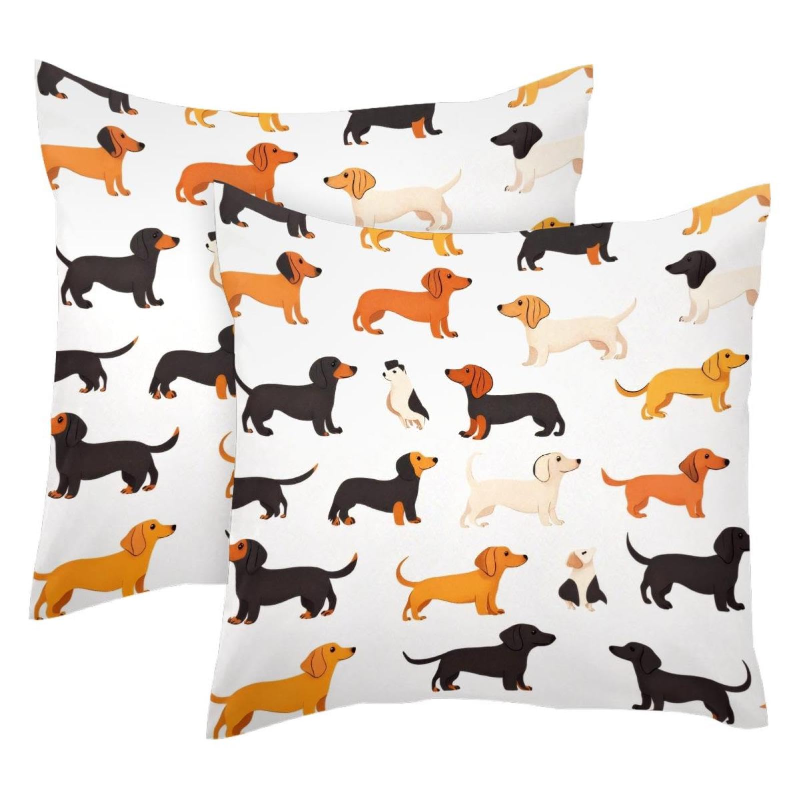 Housse de coussin velours motif teckel Wiener taie oreiller déco 50x50 double face