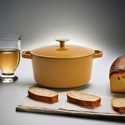 Vista 108 de Milo by Kana 3.5-quart Enameled Cast Iron Dutch Oven with Lid Premium Casserole Cooking Pot Enamel Coating Inside and Out Oven Safe and White