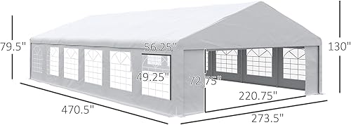 Miniatura 5 de Outsunny Tienda de campaña y garaje para fiestas de 39 x 23 pies tienda grande para exteriores con paredes laterales y ventanas extraíbles tiendas