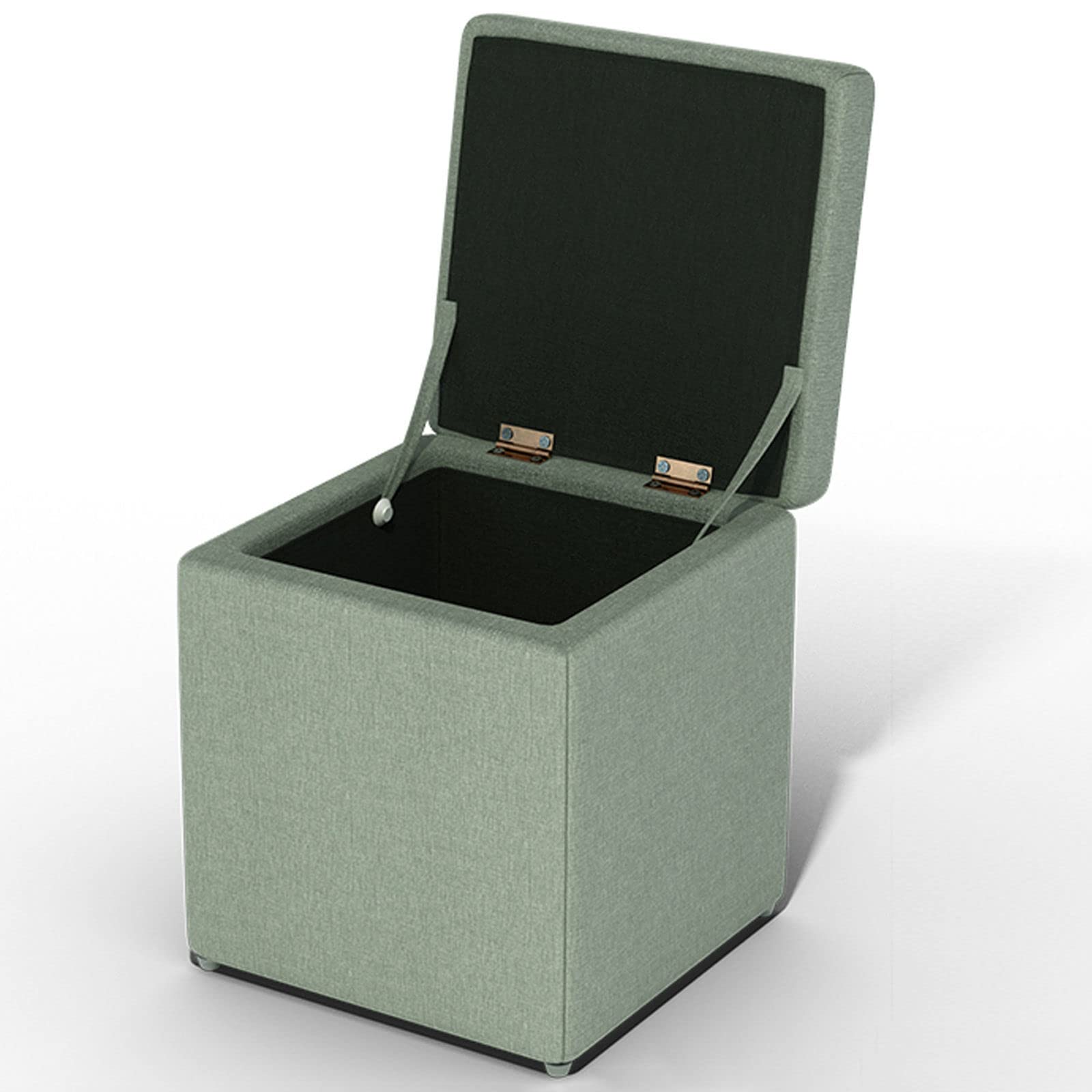 Pouf de Rangement Carré Tissu PU LUNEZY Coffre Repose-Pieds Petit Espace