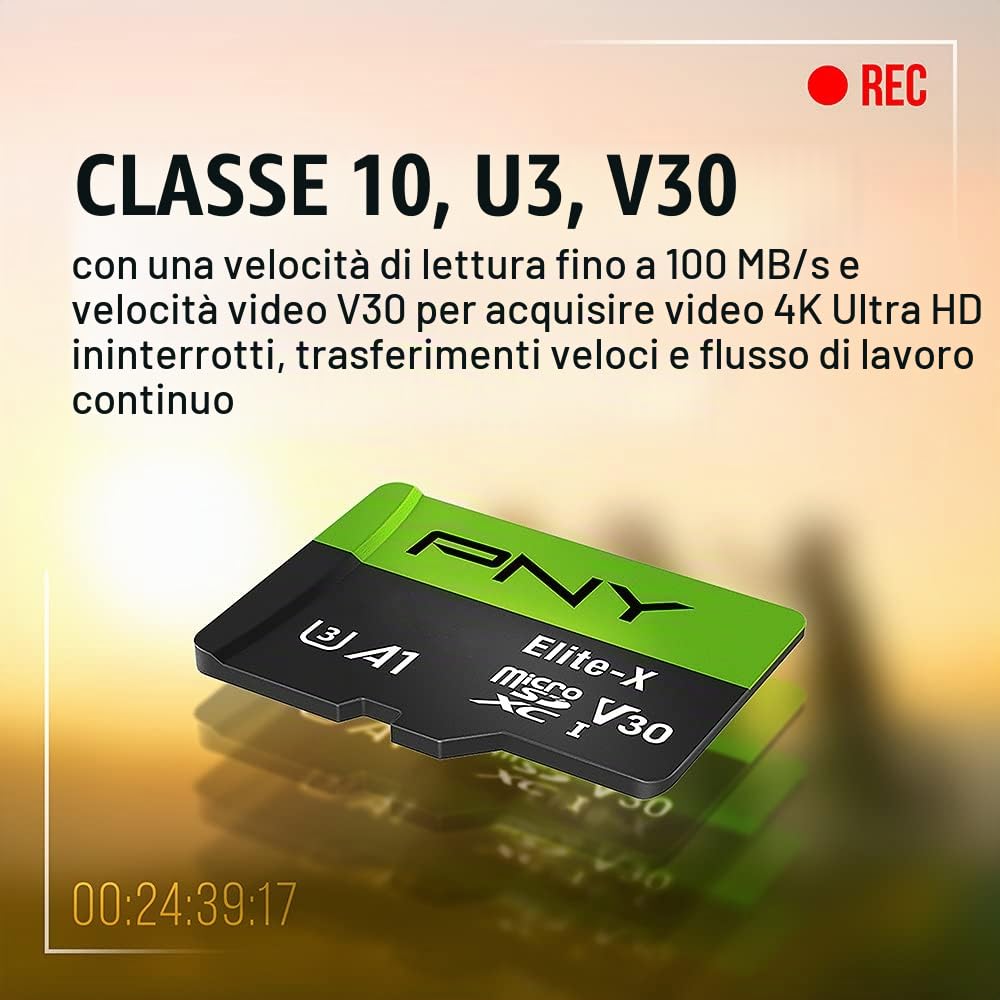 PNY Elite-X 64GB SDXC Scheda di Memoria C10 U3