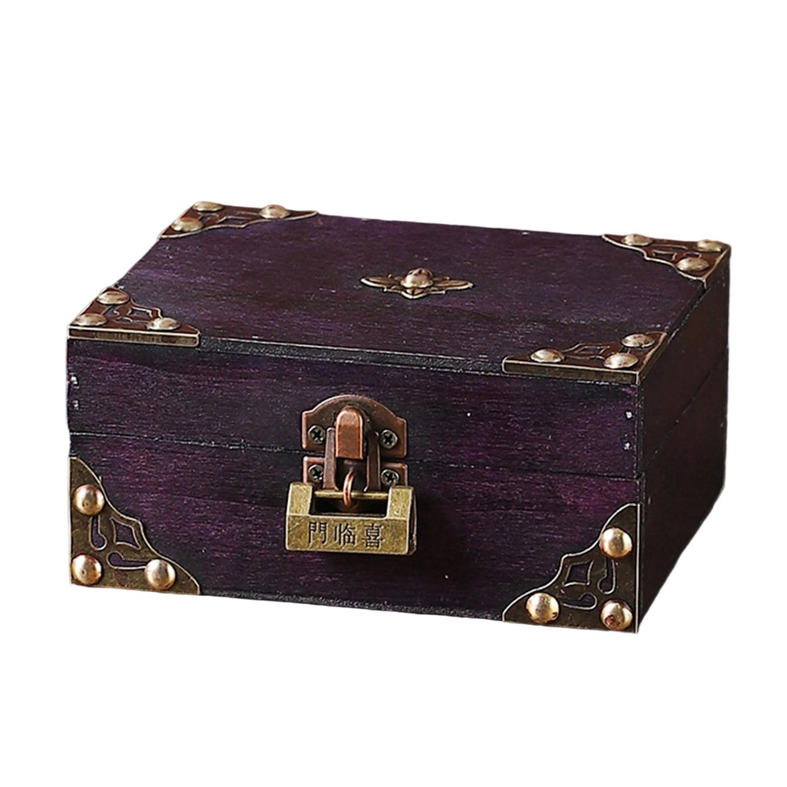 Jazuaiao Sturdy Wood Travel Trunk European DesignS Storage Case Home Decoration for Clothes and Accessories Storage Multipurpose Travel Box