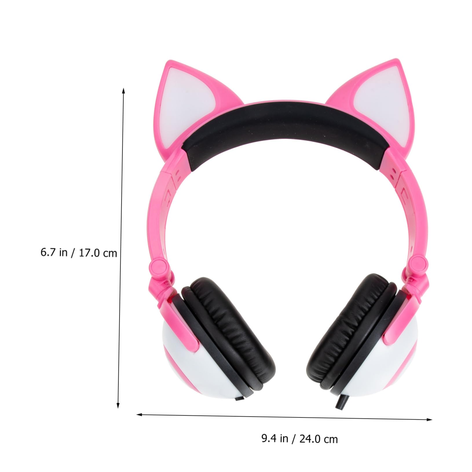 Artibetter Cuffie per Bambini Orecchie da Gatto Rosa Pvc 3, 5 Mm | 180mah, Diametro Altoparlante 40mm, Spina Dritta, Controllo Luce a Pulsante