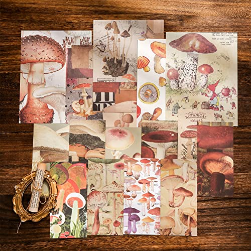 Image of emmoolife Scrapbooking Supplies Kit, Vintage Mushroom Aesthetic Scrapbook Kit for Bullet Junk Journal, Stationery, A6 Grid Notebook, DIY Journaling Supplies, Birthday Craft Gift for Teen Girl Women