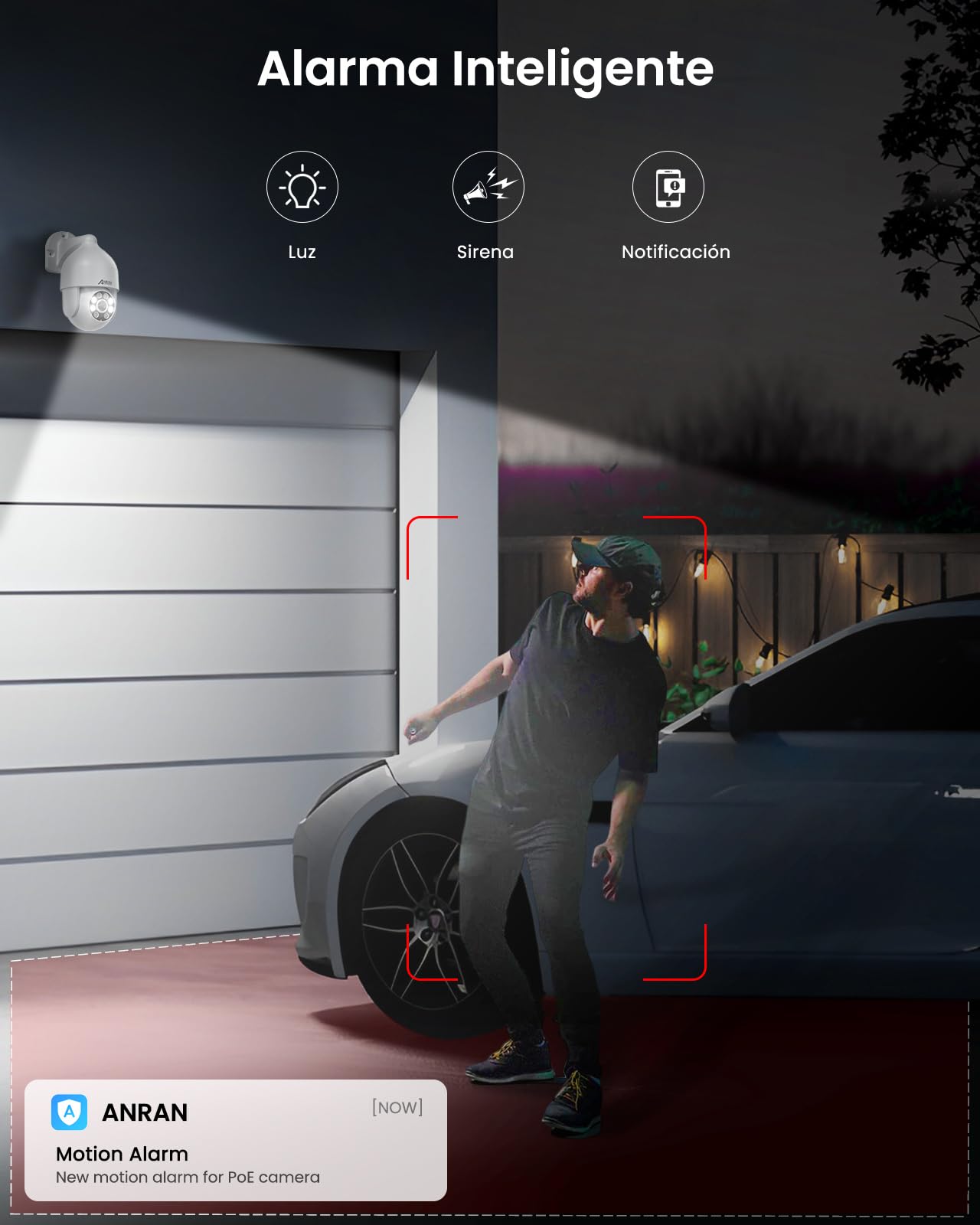 ANRAN 4K Kit Cámara Seguridad PoE, 4x8MP IP Cámara de Vigilancia Exterior/Interior, 8CH NVR con 2TB HDD, 360° Cámara con Movimiento Detector, 24/7 Grabación Continua, IP67 Impermeable, Audio de 2 Vías