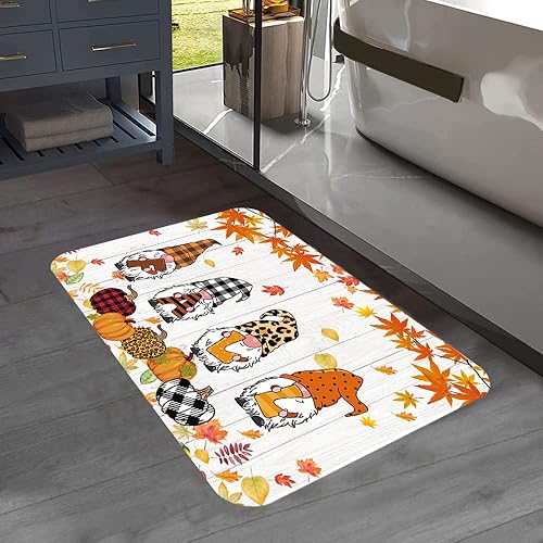 Miniatura 3 de Tapetes de baño de otoño, diseño de gnomo de calabaza otoñal, tapetes de baño de Acción de Gracias para baño, tapete de decoración de baño de otoño