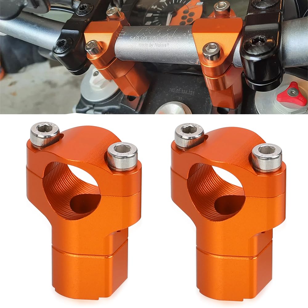 2pcs Moto Supporto Manubrio Riser Universale per DUKE 690 SMC Enduro 790 890 Adventure/R 125-530 SX/SXF/XC/XCF/XCW/EXC/EXCF-Arancione