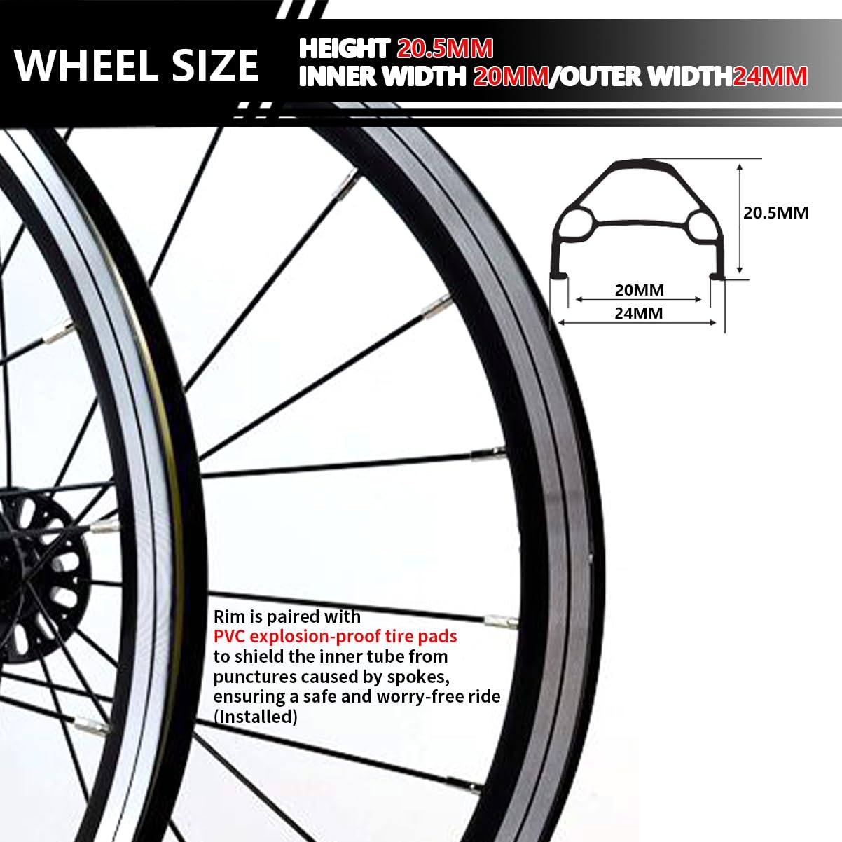 20" 406/451 Juego De Ruedas para Bicicleta BMX Llantas De Aleación De Aluminio Freno C/V Liberación Rápida 20/24H Bujes Delantero Y Trasero para Cassette De 7-12 Velocidades