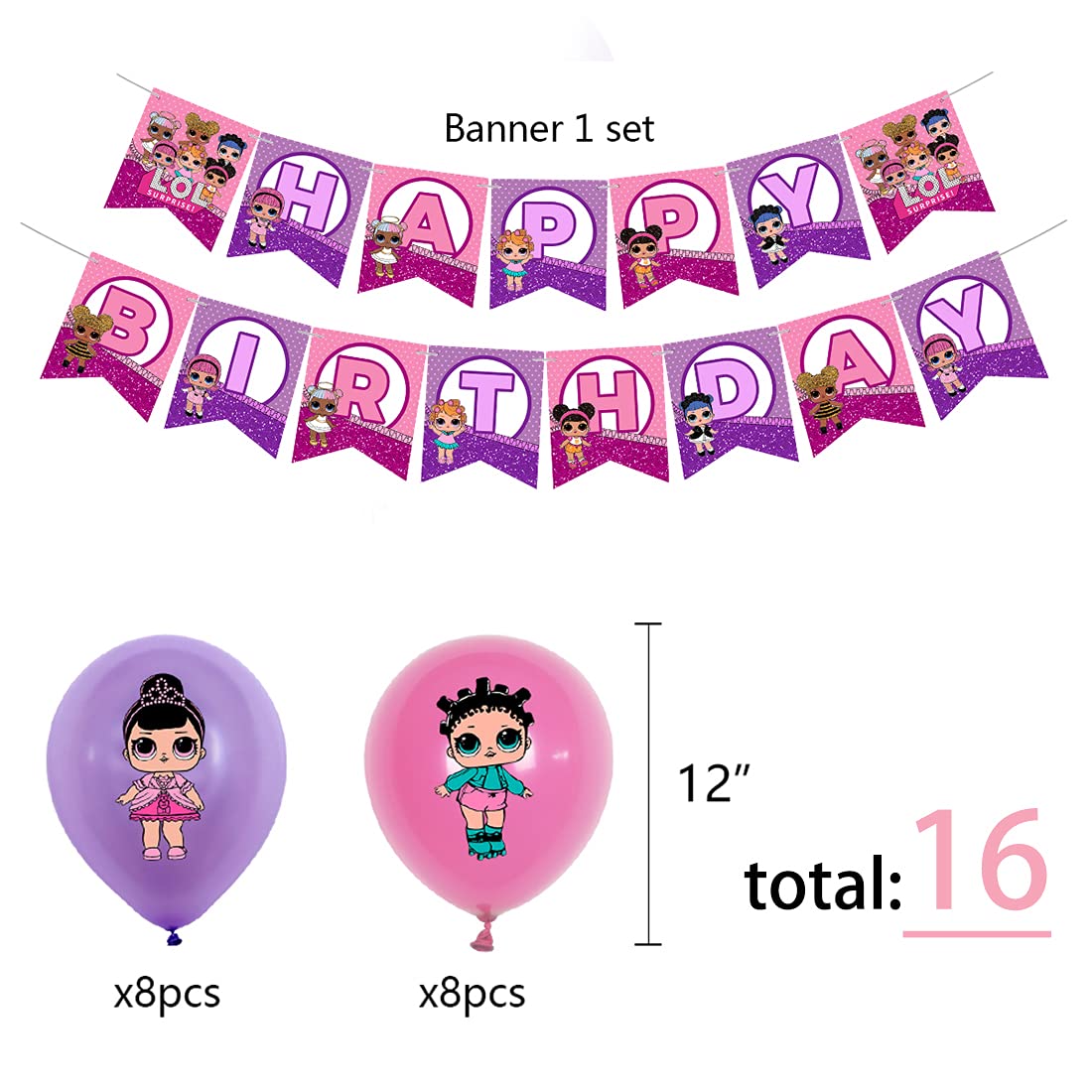 NENE Cute Party Supplies Happy Birthday Decorations Include Balloon