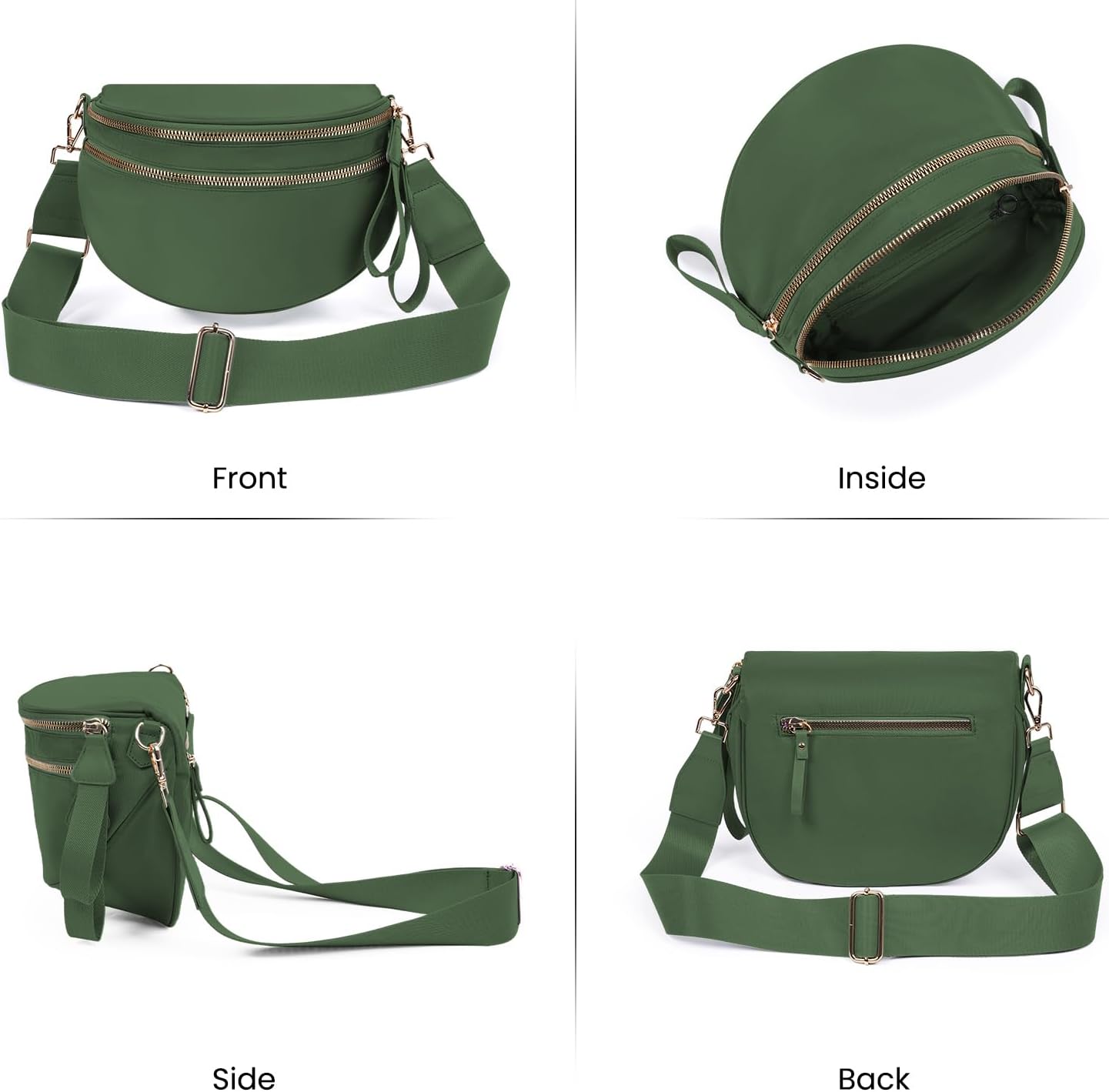 Nylon Crossbody Bags Bum Bag for Women Large Sling Purse（Bean green） image 4