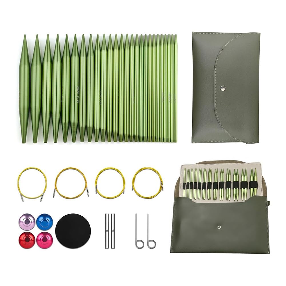 UDSKNV[KSL Aluminum Circular Knitting Needles Set 13 Pairs 4 Inch Interchangeable Knitting Needles Set