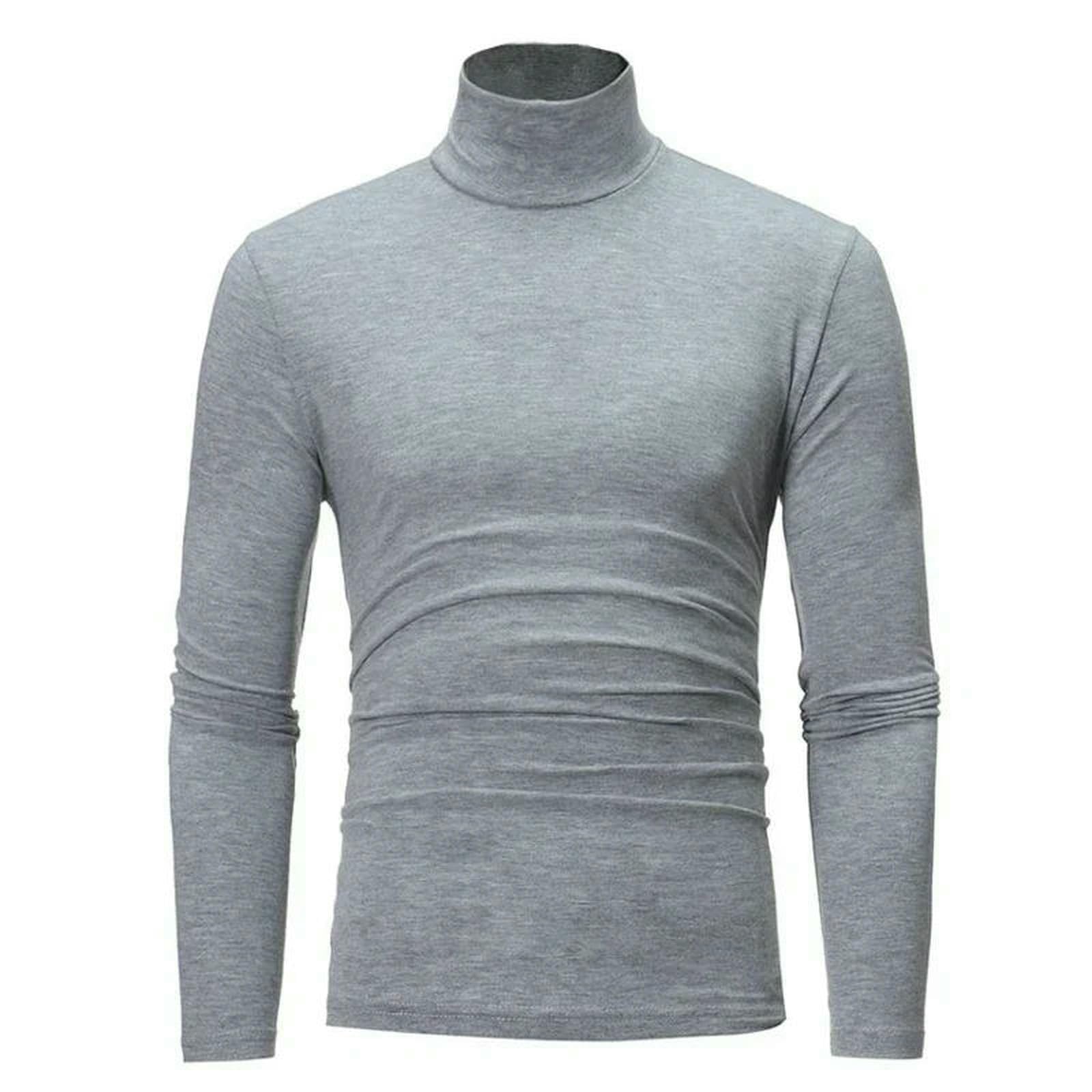 Suéter para Hombre Suéter De Hombre Cómodo, Ajustado, De Cuello Alto, De Color Sólido Y Fino, para Primavera Y Otoño-Blanco-XXL