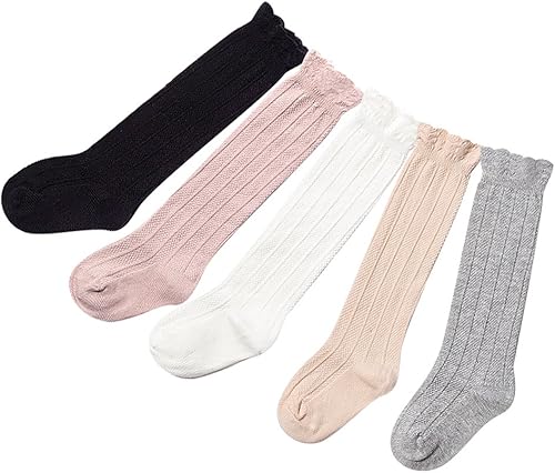 Miniatura 4 de Epeius Calcetines de uniforme hasta la rodilla calcetines de tubo con volantes para bebés y niños pequeños paquete de 35