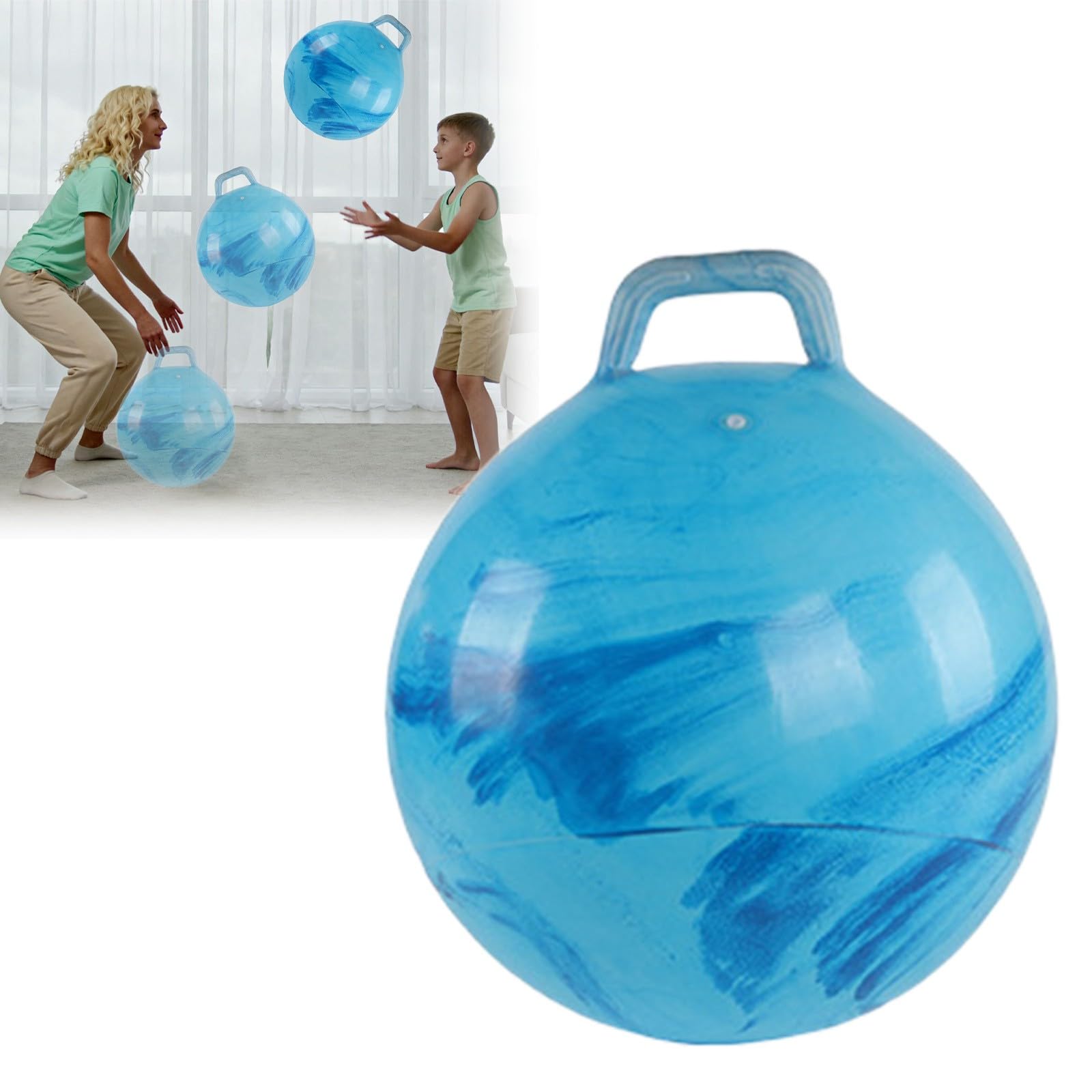 18 Inch Planet Space Hopper Ball with Handle, Sit On Hippity Hop Exercise Bouncy Hop Ball for Kids, Indoor Outdoor Garden Play Hopper, Active Play Toy for Family Activities