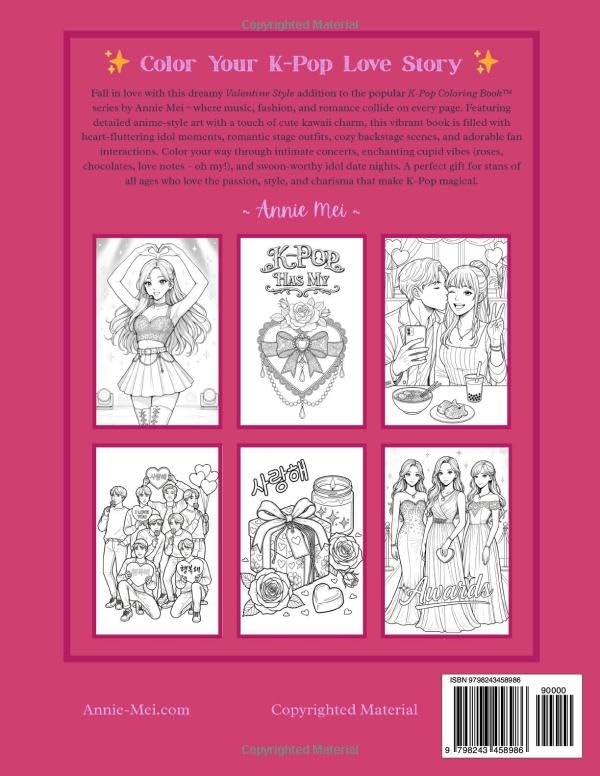 K-Pop Coloring Book Valentine Style: K Pop Idol Fashion & Cozy Romantic Love Aesthetic | Perfect Gift for Girly Girls, Cute Anime Coloring Book for Teens, Fun Young Adult Coloring Book, Kpop Fan Gifts image 3