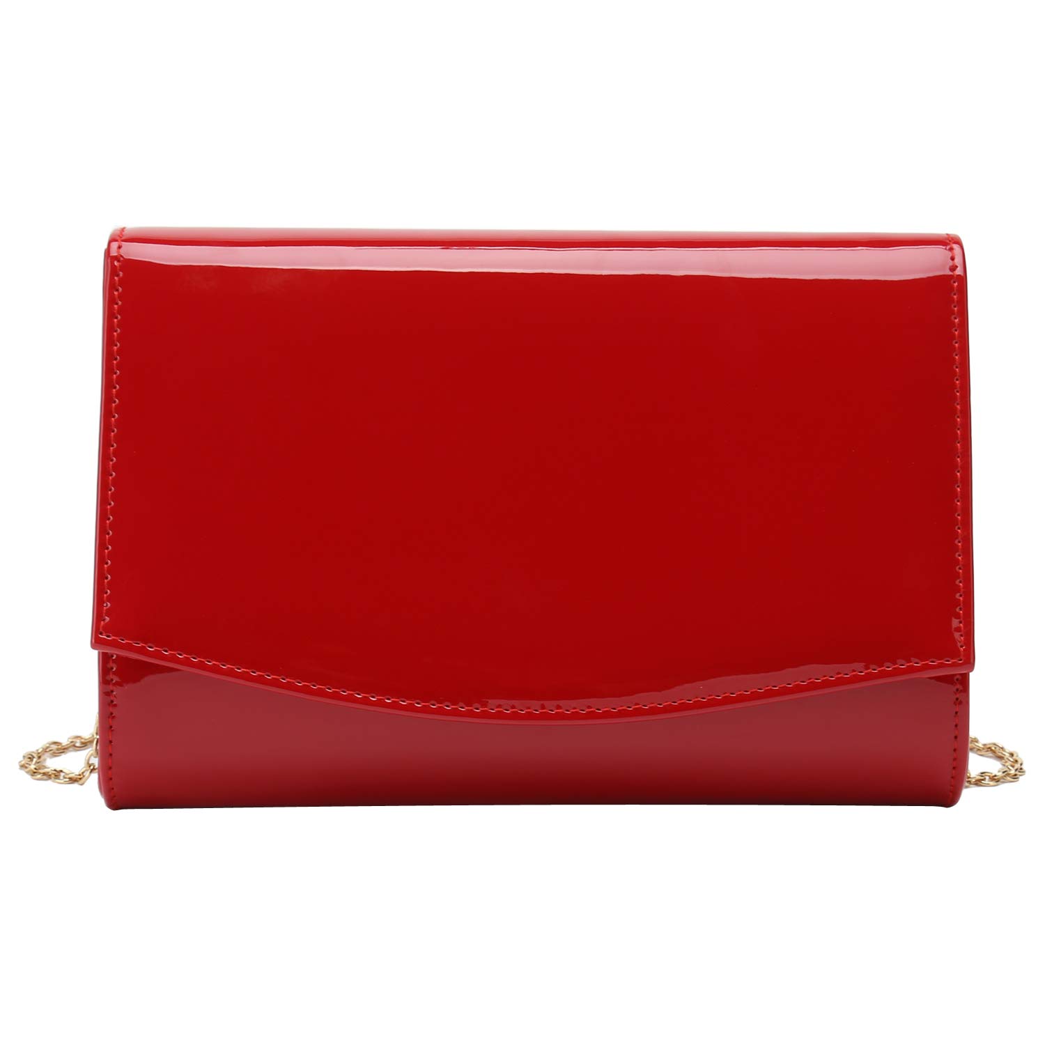 Charming TailorPatent Leather Red Flap Material Clutch