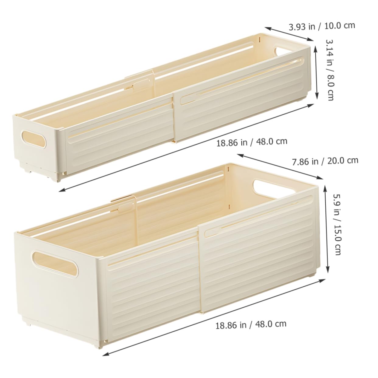 Organizador de Ropa Interior Extensible para Cajón, 2 Unidades, Pp Beige, Multiusos para Hogar y Oficina