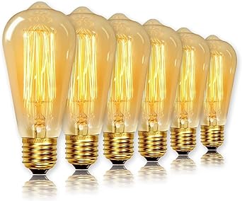 Levidon ST64 Vintage Light Bulbs with E27 Edison Screw Cap, Squirrel Cage Shaped Filament Bulb, 60W 2200K Warm White Dimmable, Pack of 6