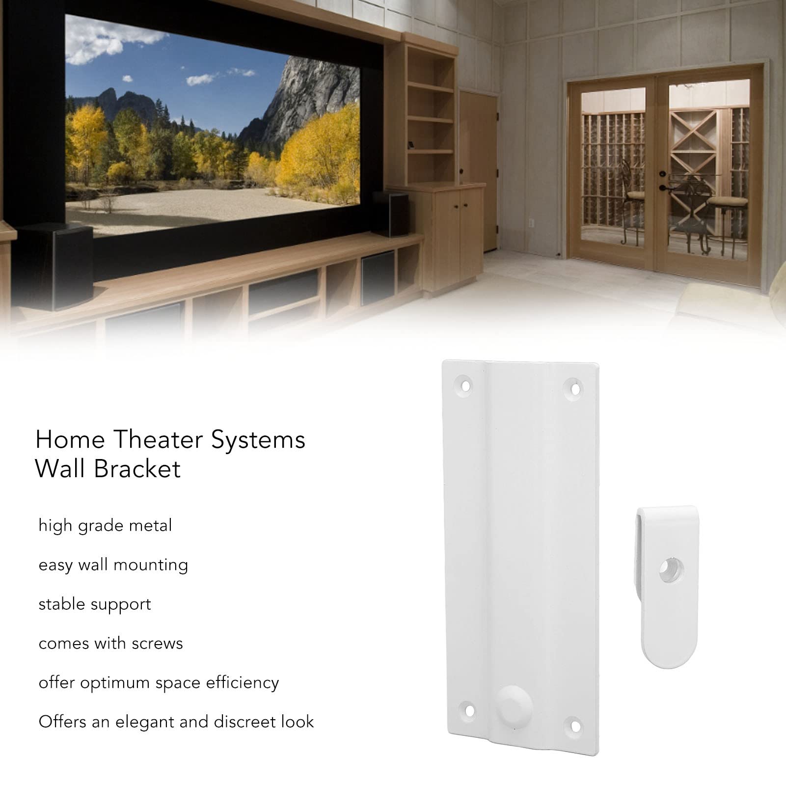 Yunseity Supporto da Parete per Altoparlanti, sistemi di Home Theater in Metallo Staffa da Parete per soundbar per AV Domestico HT A9, Stabile e Facile da installare