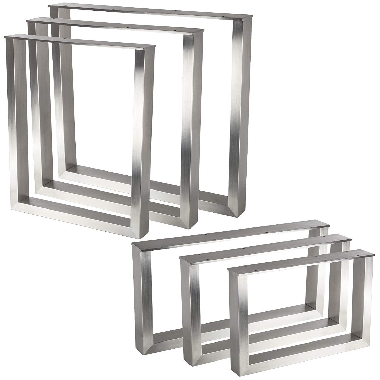 SOTECH Tischgestell KUFE ECHT Edelstahl/Profil 80 x 40 mm/Höhe: 720 mm/Tiefe: 700 mm höhenverstellbar Tischuntergestell Tischkufe Tischbein Tischfuß