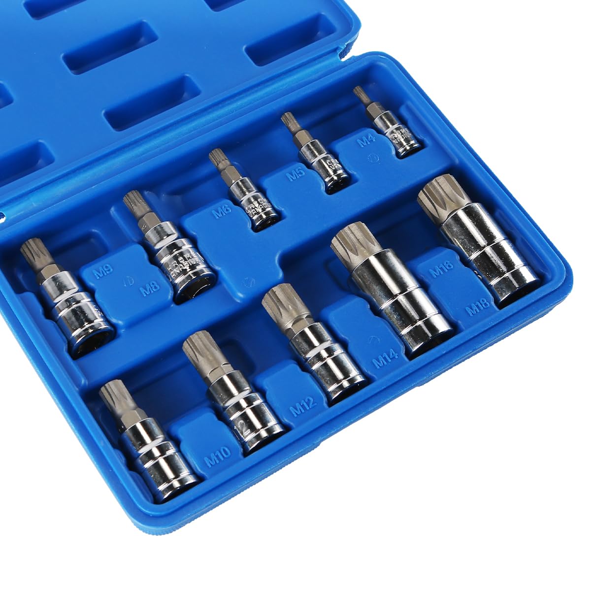 Nicear 10pcs 12 Point Triple Square Spline Bit Socket Set Tamper Proof with Case Automotive Tool Kit - Image 2