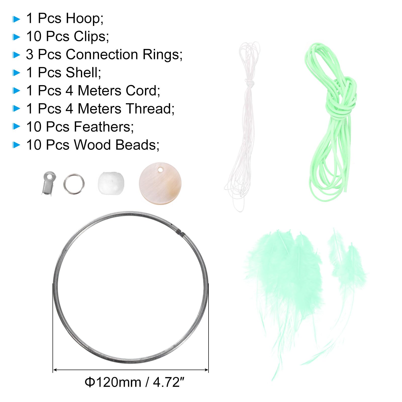 PATIKIL DIY Dream Catcher Kit, Making Dream Catcher Supplies Wall Hanging Handmade Dream Catcher Kits for Beginner Style 3, Mint Green - Image 2