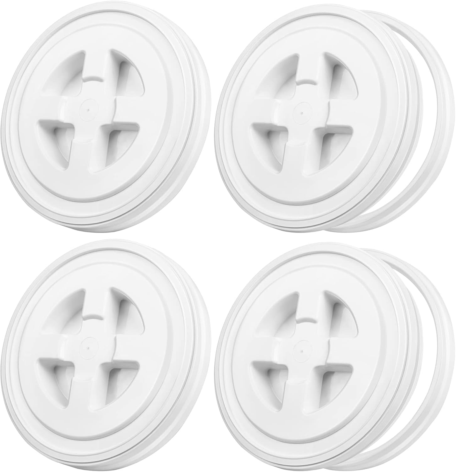 Aodaer 4 Pieces Seal Lid 5 Gallon Bucket Twist Lid Food Storage Container Lid Reusable Plastic Seal Lid Food Storage Container Lids (White)