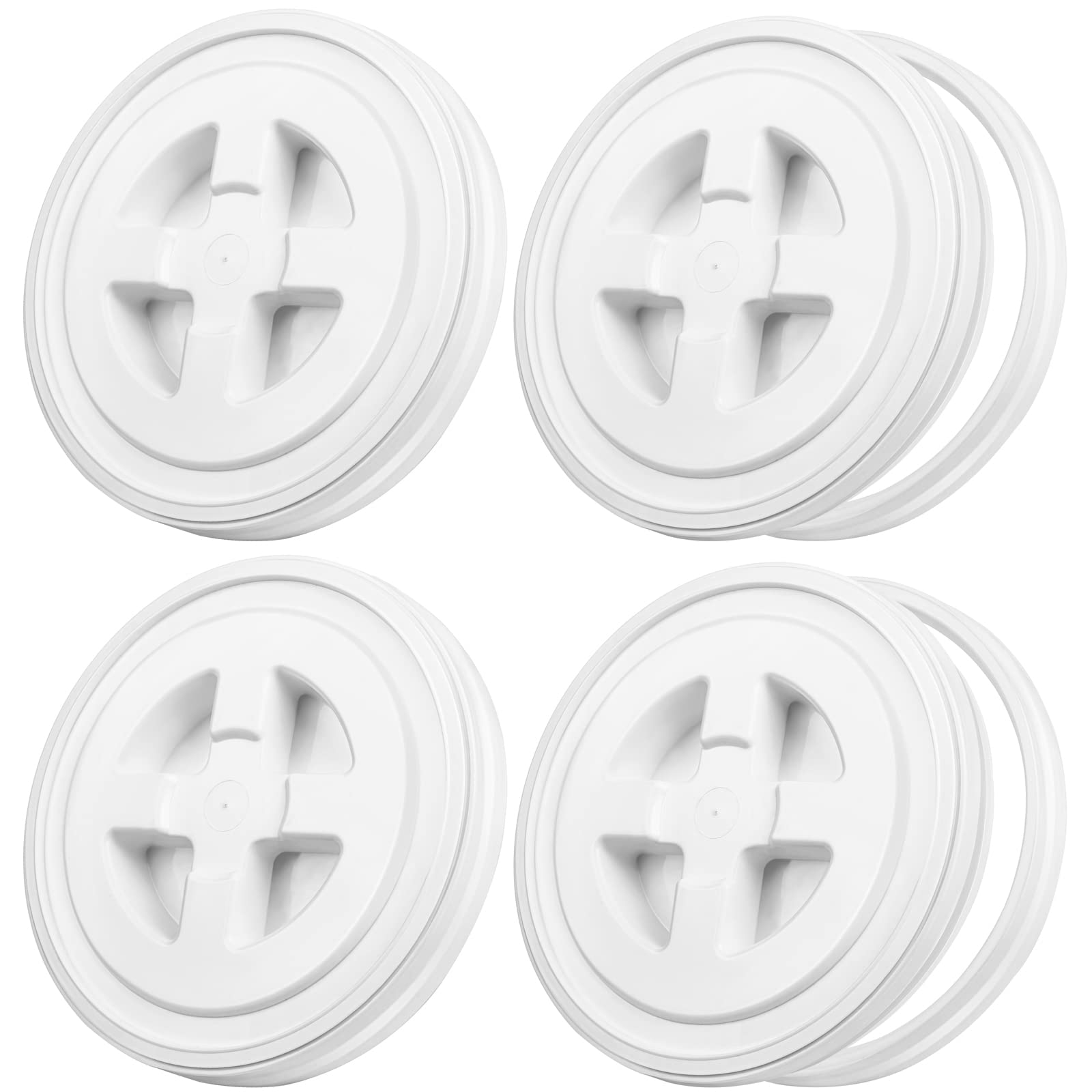 Aodaer 4 coperchi con guarnizione gamma, 5 galloni, coperchio per alimenti, coperchio riutilizzabile in plastica, coperchio per contenitori per alimenti (bianco)