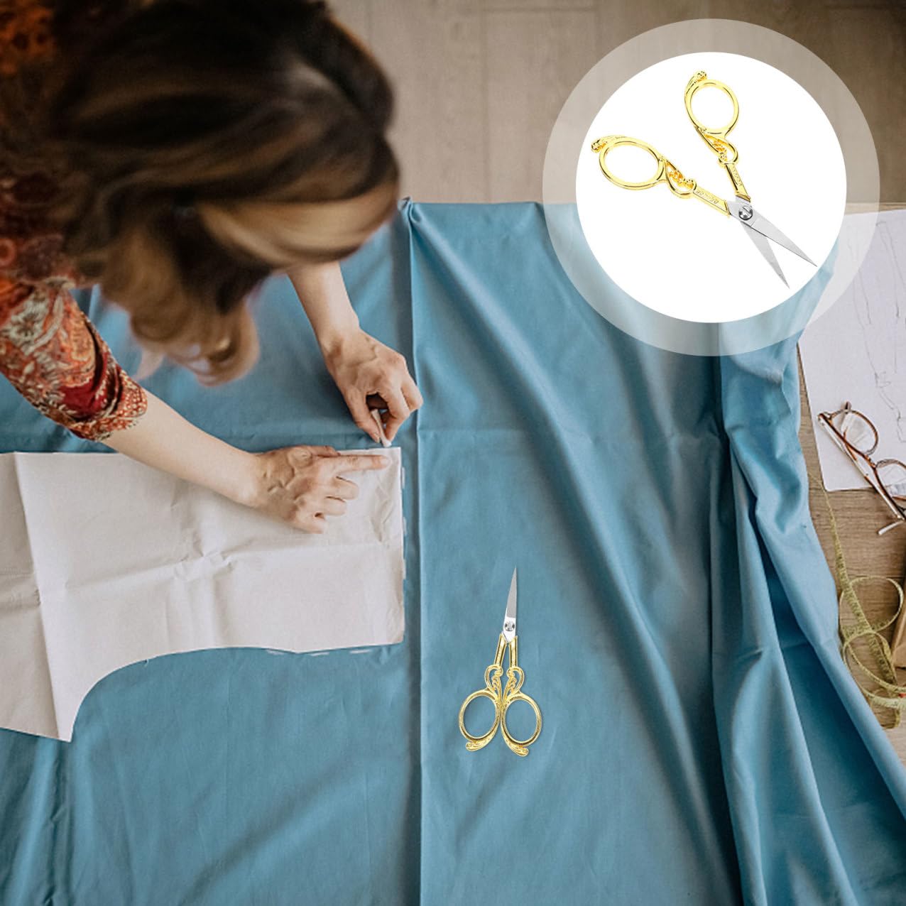 SHINEOFI 3 Pezzi forbici retrò scissors tessuto acciaino forbicine per cucito filo per cucire Forniture di cucito forbice da ricamo cesoia per lavori di Acciaio inossidabile Golden