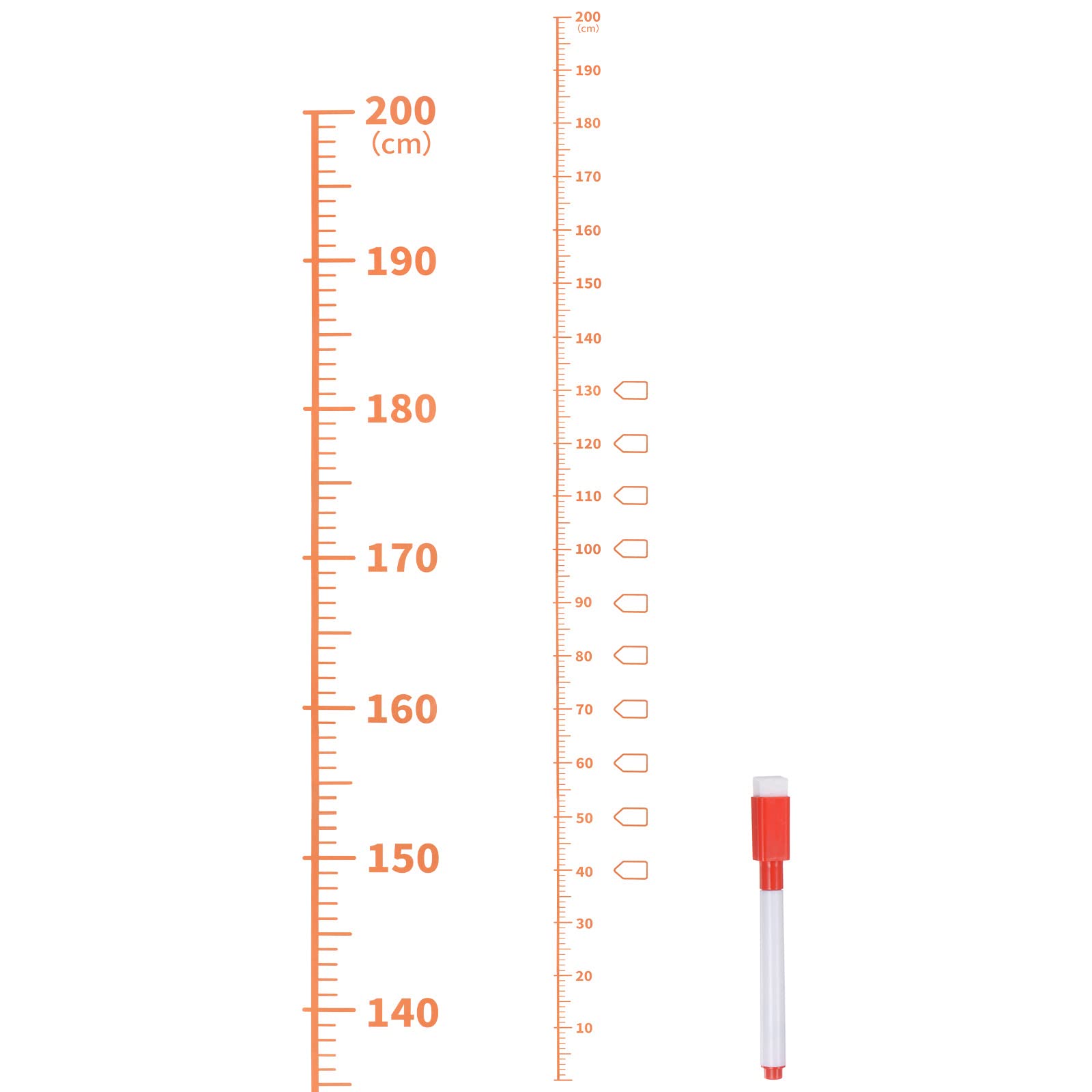 Muiltvoe Growth Chart 200cm Metric Height Chart Ruler Wall Decor with Marker Pen, Black