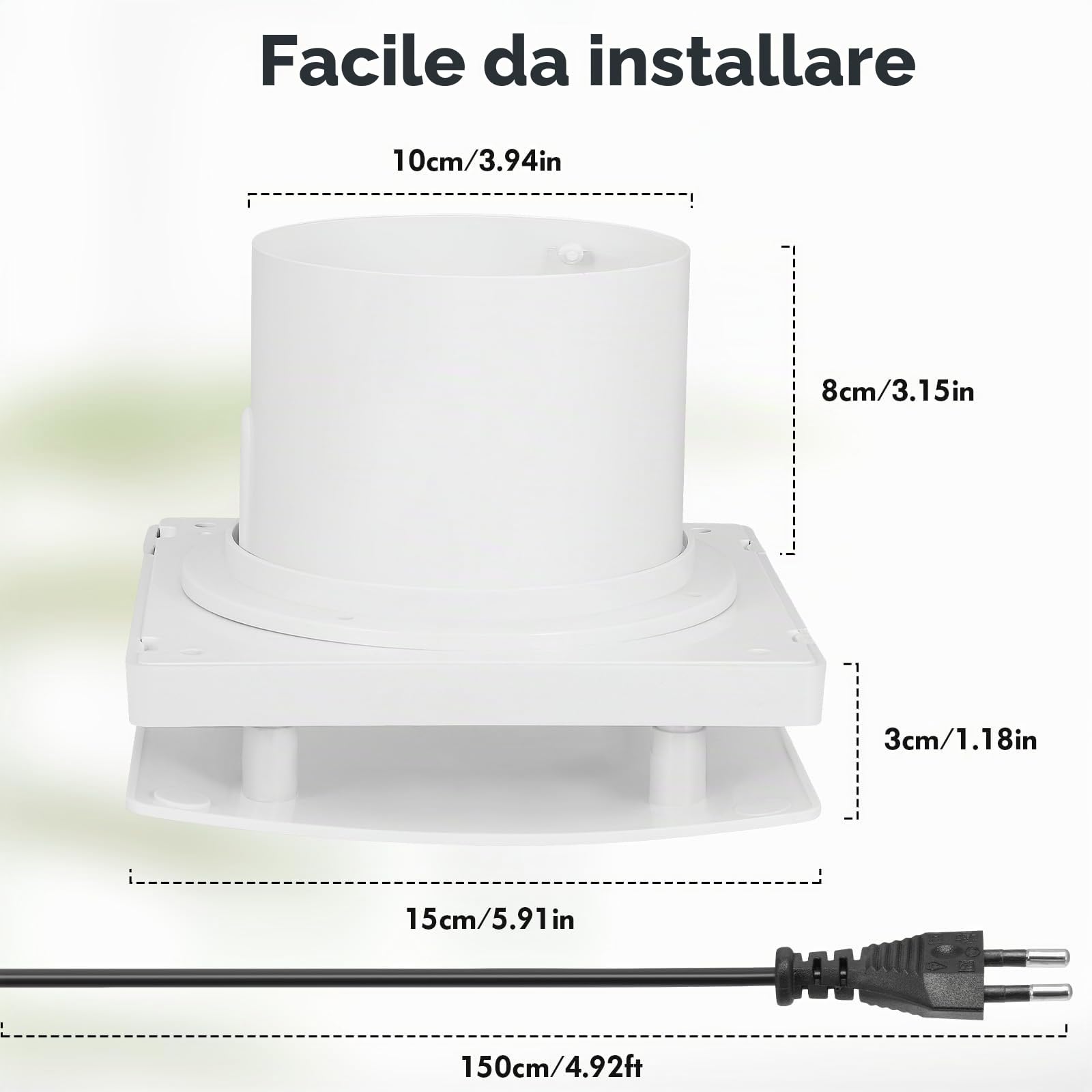 Aspiratore Bagno 100 Mm, Ventilazione Bidirezionale a Ventola Aspirazione Estrattore Aria Silenzioso, Ventola Spirazione Ventilatore con Telecomando Facile da Installare su Finestre Soffitti e Pareti