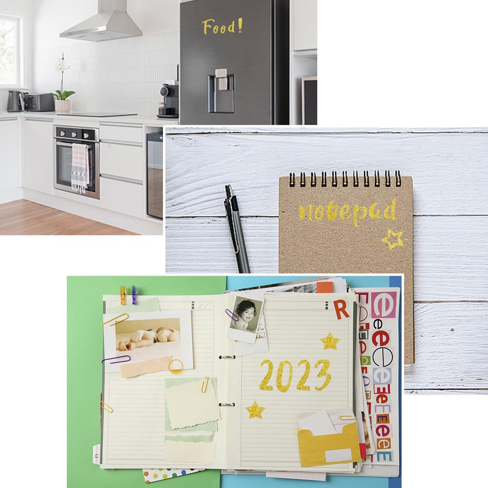 Hyakoz 8 Fogli Adesivi Lettere E Numeri Oro – Grandi, In Vinile Impermeabile, Per Scrapbooking E Decorazioni - 3