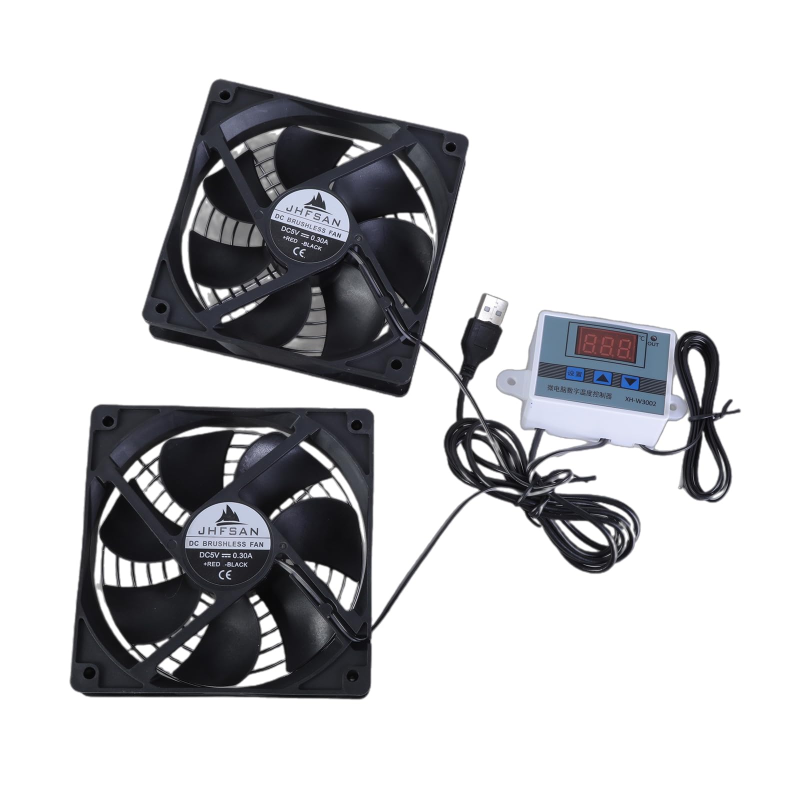 Ventiladores de refrigeración silenciosos alimentados por USB de 120 mm con control de termostato ajustable para armarios y cine en casa
