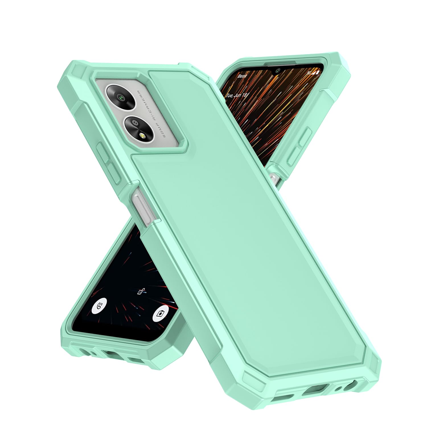 Jackpot Wireless Designed for Boost Summit 5G Case with [Tempered Glass Screen Protector], Full-Body Protective Shockproof Rugged Bumper Cover Phone Case (Teal)