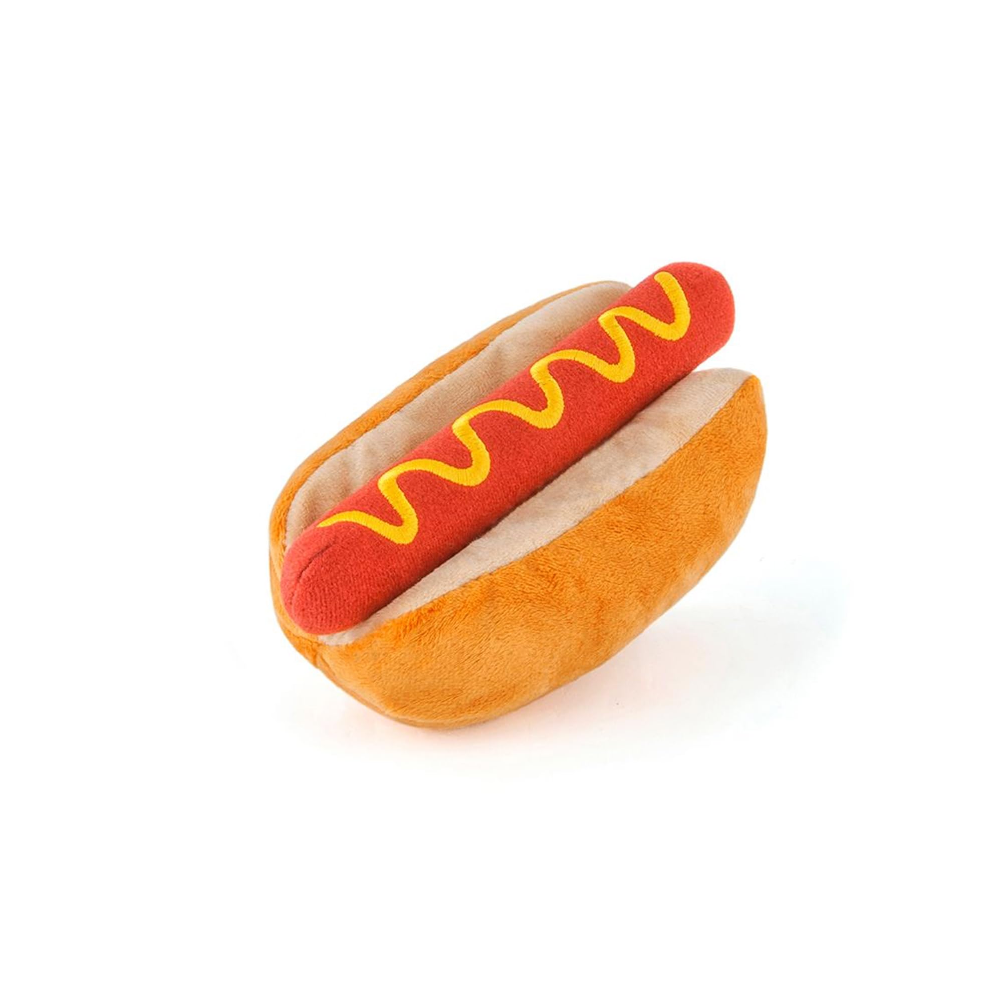 P.L.A.Y. American Classic Hot Diggy Dog Toy – Plush Squeaky Toy with Detachable Components – Durable, Eco-Friendly, Machine Washable – Fun Food-Shaped toy for Dogs