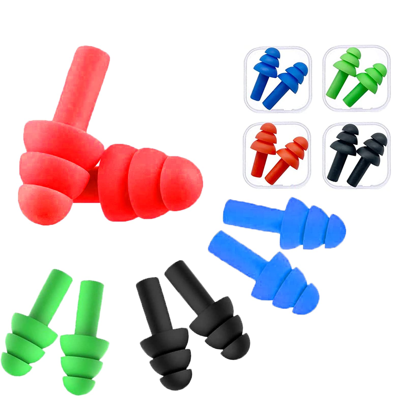 Ear Plugs for Sleep Soft Silicone Reusable, Earplugs for Sleeping Noise Cancelling,Travel Ear Plugs(4Pairs)(Black,Blue,Green,Red)-image-20