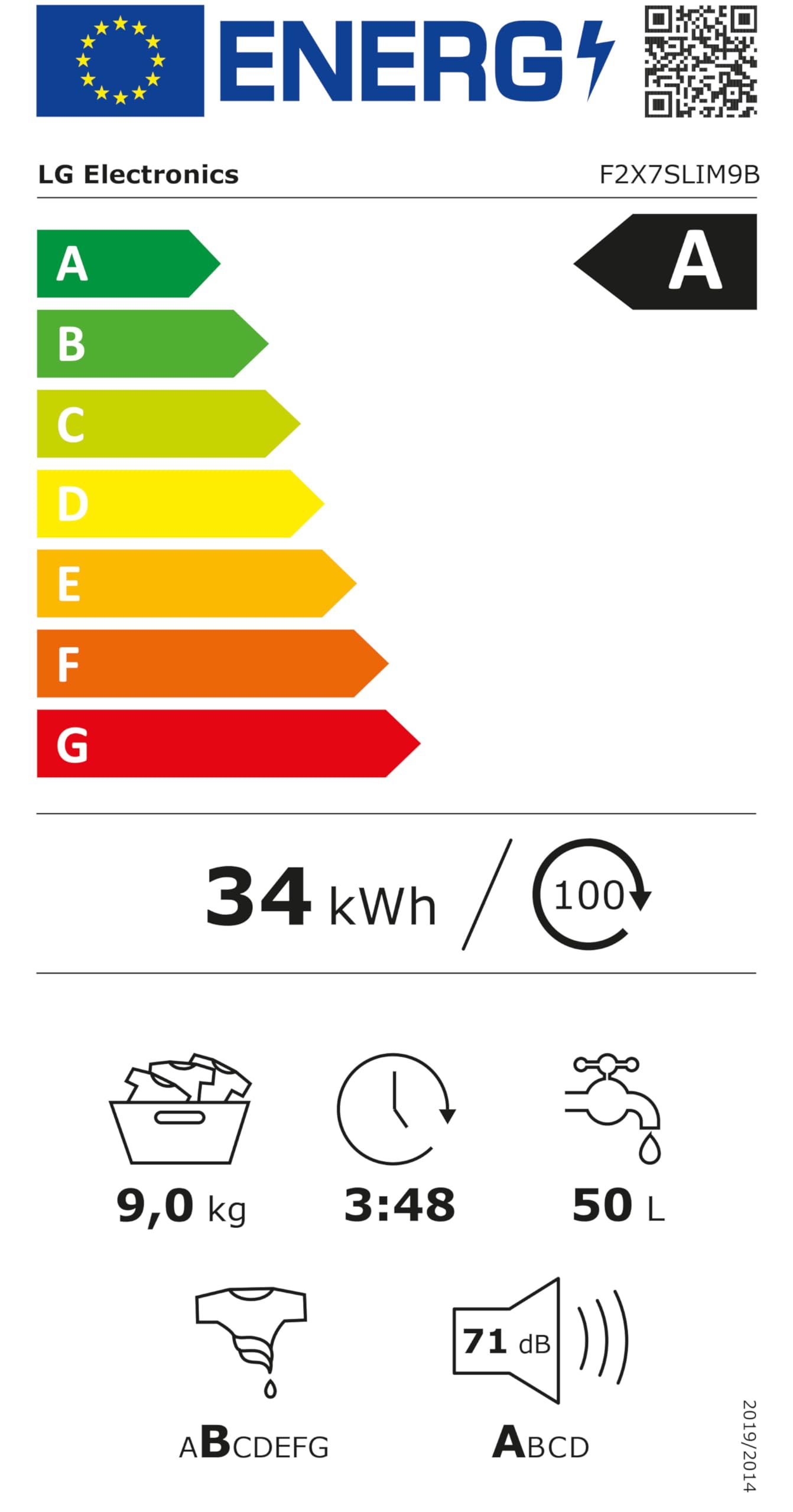 LG F2X7SLIM9B Waschmaschine, Frontlader, 9 kg, Dampffunktion, AI Wash, Inverter Direct Drive, Restzeitanzeige, Schwarz