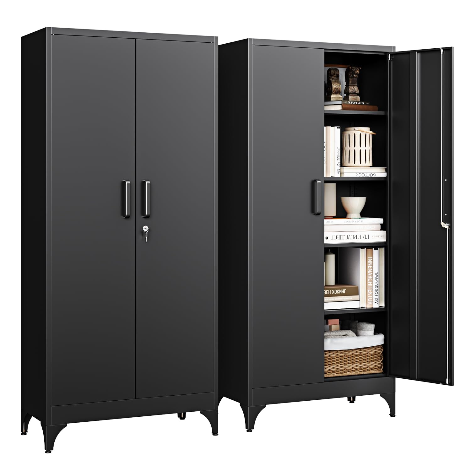 Letaya 71" H Metal Storage Cabinet with 2 Doors and 4 Shelves,Tall Kitchen Pantry Cabinets,Utility Pantry Organizers for Cupboard/Dining/Bathroom/Home Office/Garage, Steel Tool Cabinets